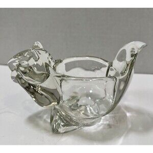 Vintage Avon Glass Squirrel Candle Holder Vessel Pot Trinket Dish 3 1/8"x 4 3/4"